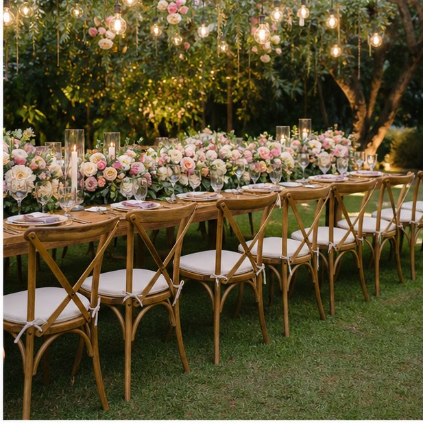 Cross Back Chair Rental event setup for Malaysia event furniture rental