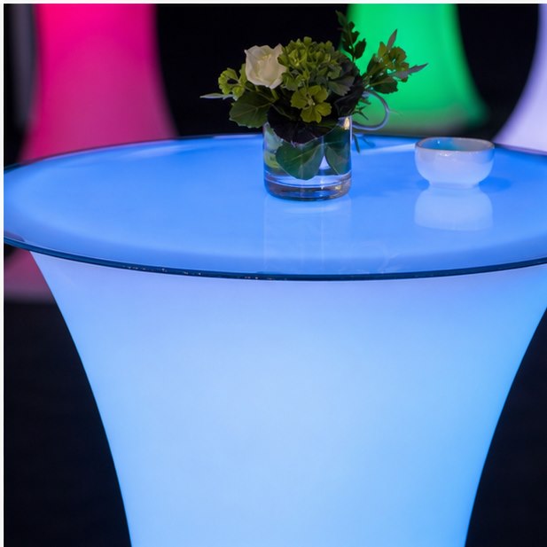 LED Cocktail Table Rental close-up detail for Malaysia event furniture rental