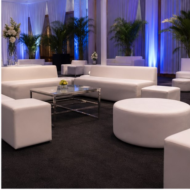 Ottoman and Cube Stool Rental event setup for Malaysia event furniture rental