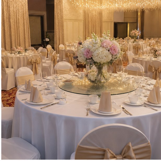 Table Cloth Rental event setup for Malaysia event furniture rental